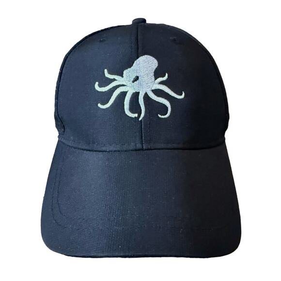 Embroidered Octopus Ball Cap Unisex Black Adjustable Nautical Hat - Picture 1 of 6